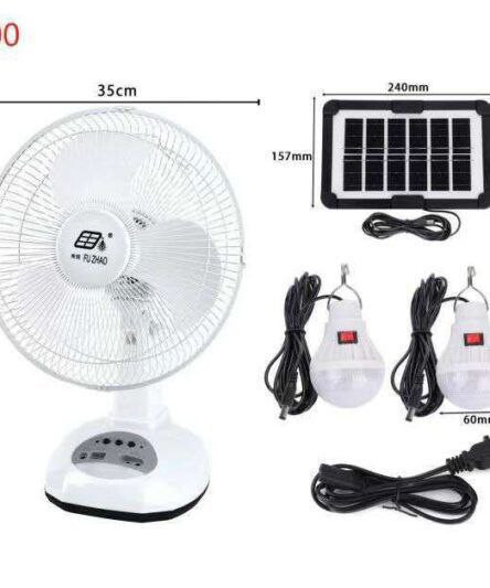 Rechargeable Solar Fan with 2 Bulbs